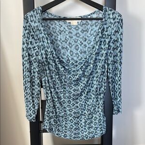 MICHAEL Michael Kors Black and Blue Patterned Blouse